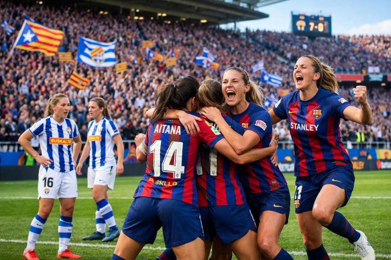 resumen detallado de la jornada 23 de la liga f: barcelona domina con una impresionante goleada de siete goles y la real sociedad se acerca a la cima de la tabla.